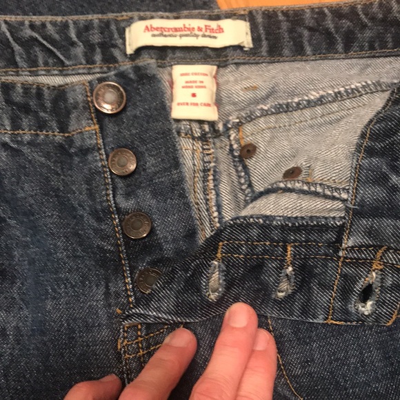 Jr Abercrombie & Fitch Mom High Waist Leg Flare Jeans Denim Button Fly Size: 5JR - Picture 7 of 7